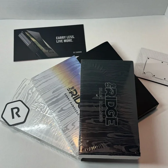 *SOLD*RIDGE Wallet Set - (3) DAMASCUS STEEL (STEEL, BURNT, BLACK) - Picture 6 of 12